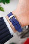 VANGUARD Curved-End Integrated Rubber Watch Strap for Tudor Heritage Chrono in BLUE