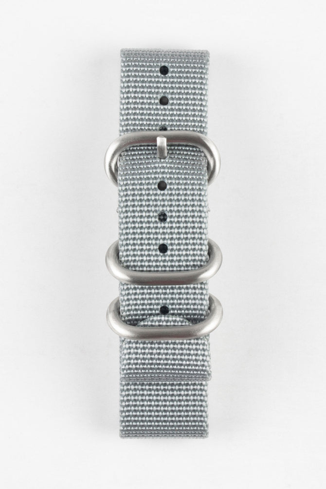 ZULU Nylon Watch Strap with 3 Steel Rings in GREY