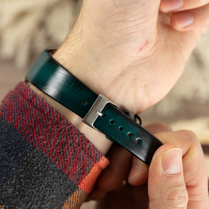 Turquoise smooth leather watch strap