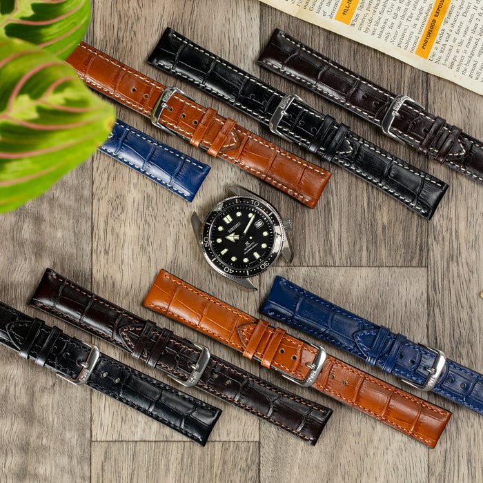 Two Alligator Embossed watch straps by RIOS1931