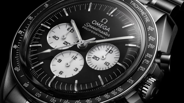 An Omega Speedmaster Reverse Panda in Steel
