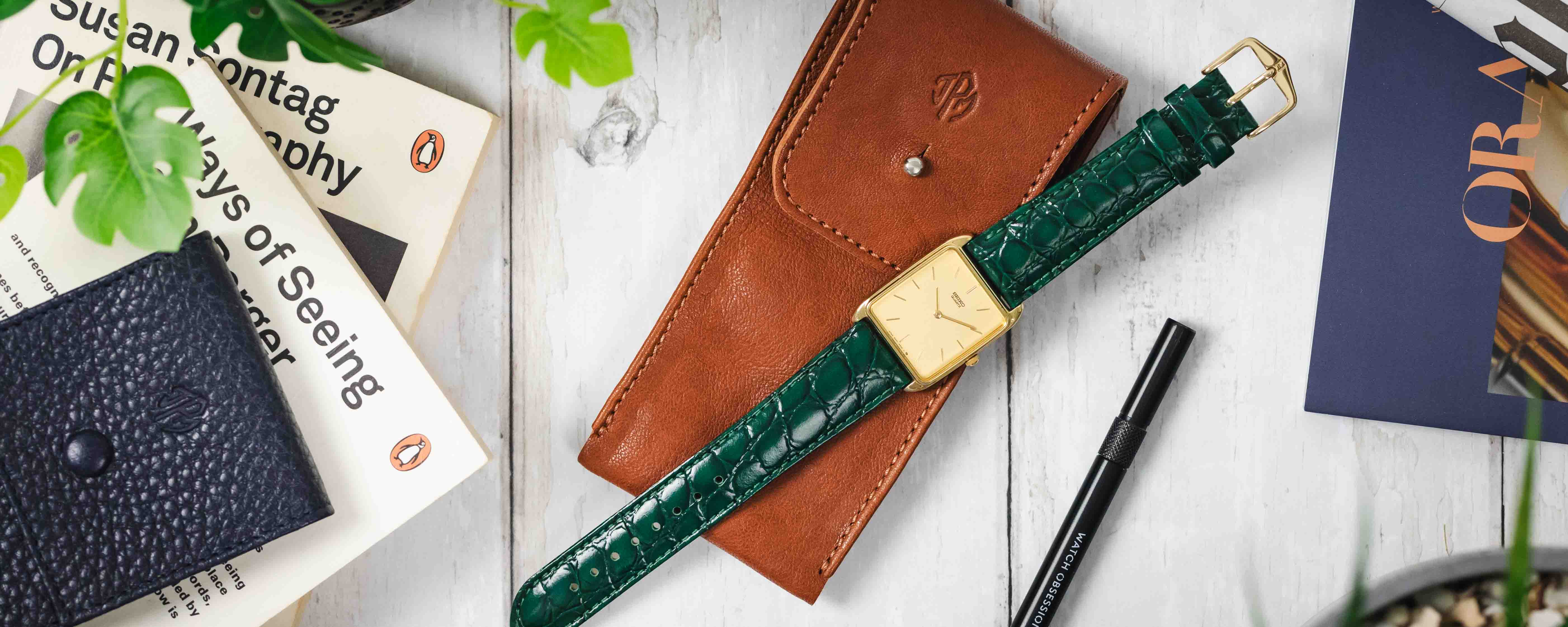 Textured calfskin watch strap deals
