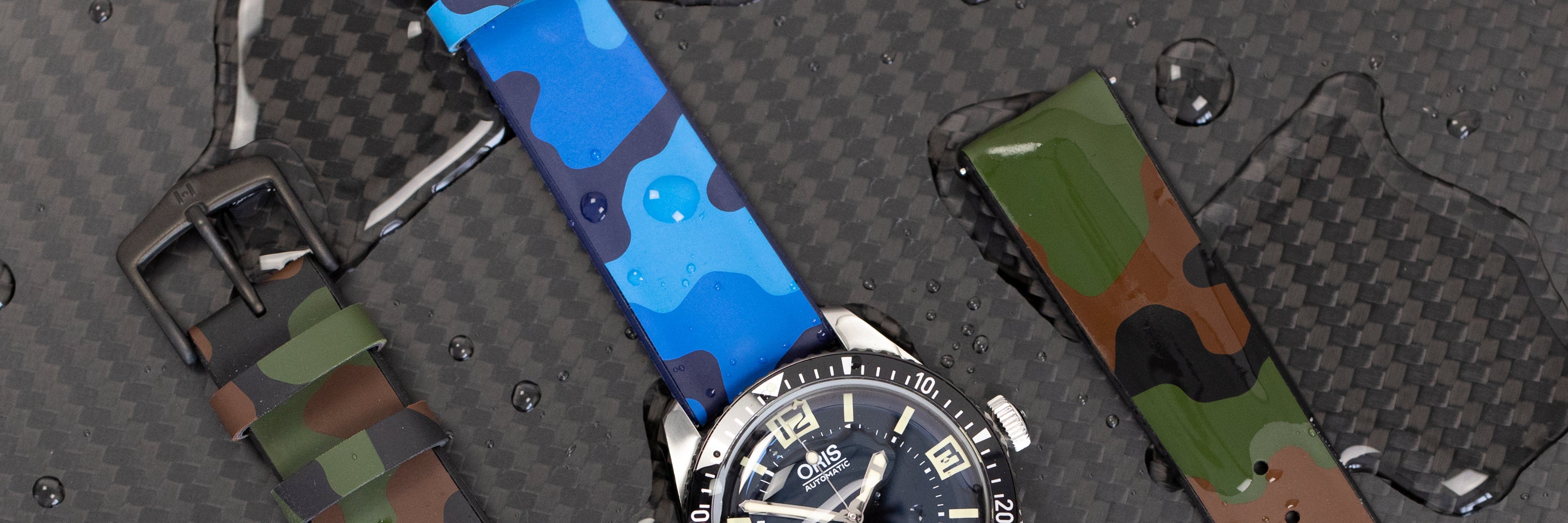 Hirsch JOHN Camouflage Print Performance Rubber Watch Straps