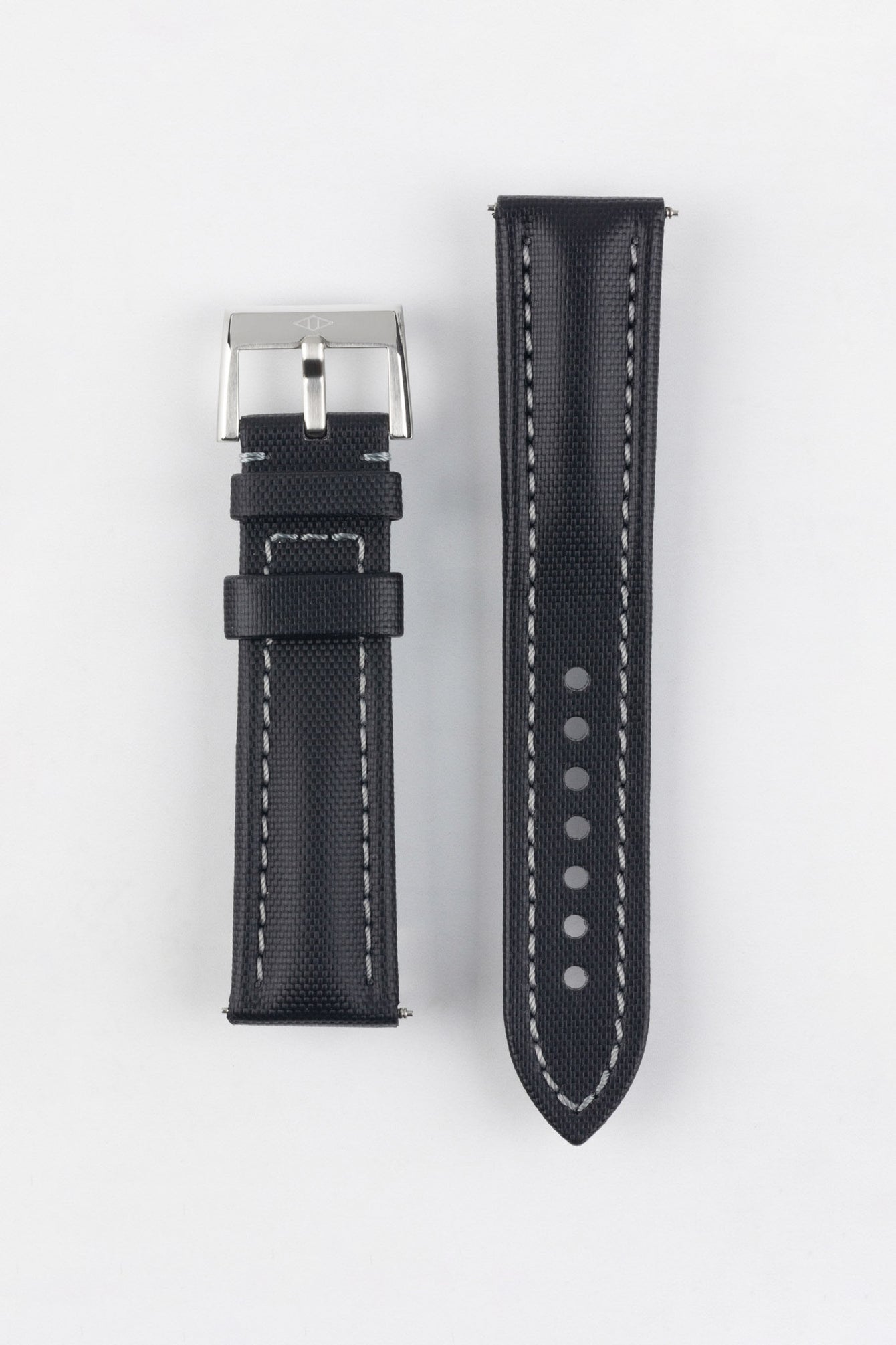 Artem Straps Classic Black Sailcloth Watch Strap with Grey Stitching 19mm/18mm 115mm/75mm Black RM Style Clasp
