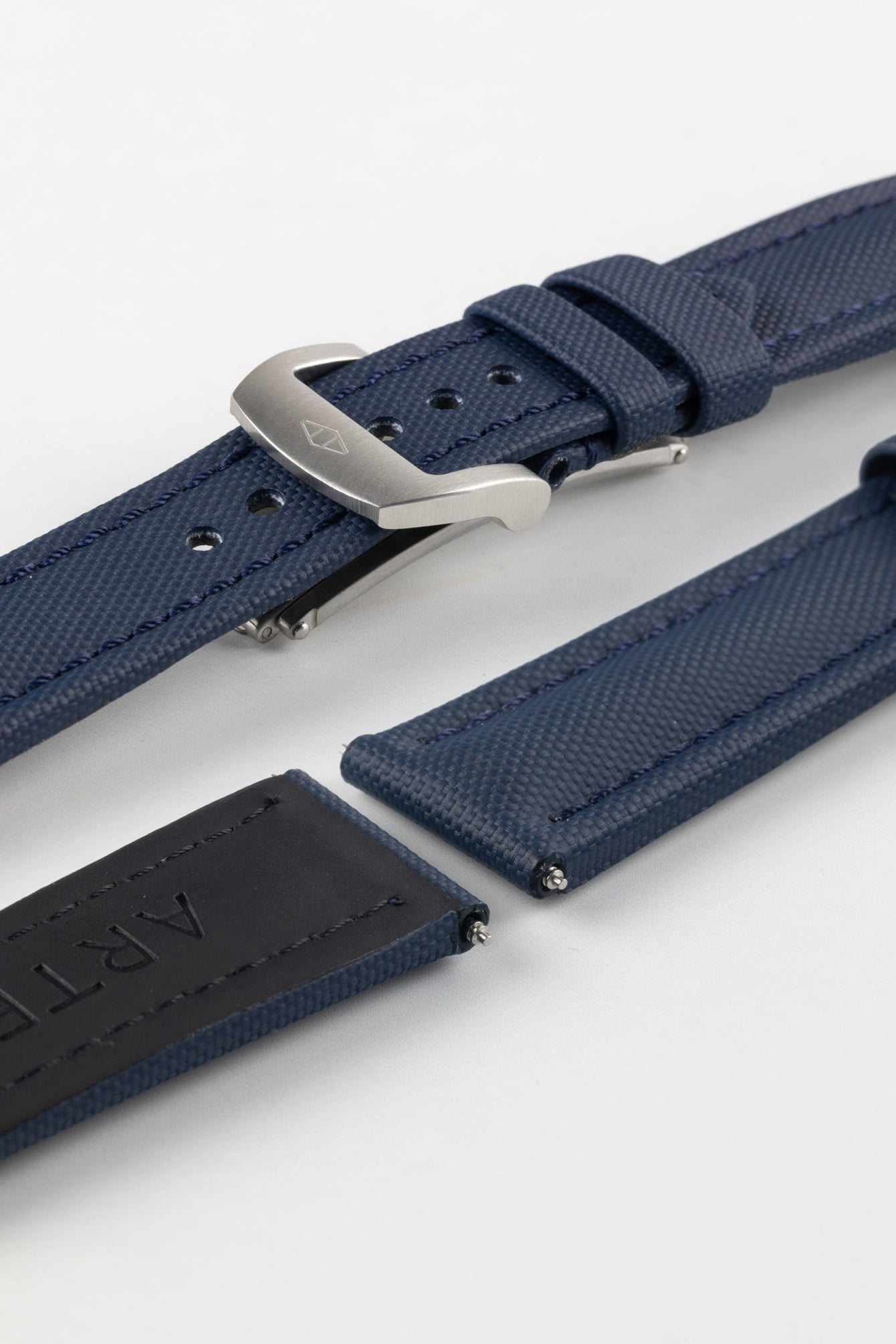 Artem Straps Classic Navy Blue Sailcloth Watch Strap with Navy Blue Stitching