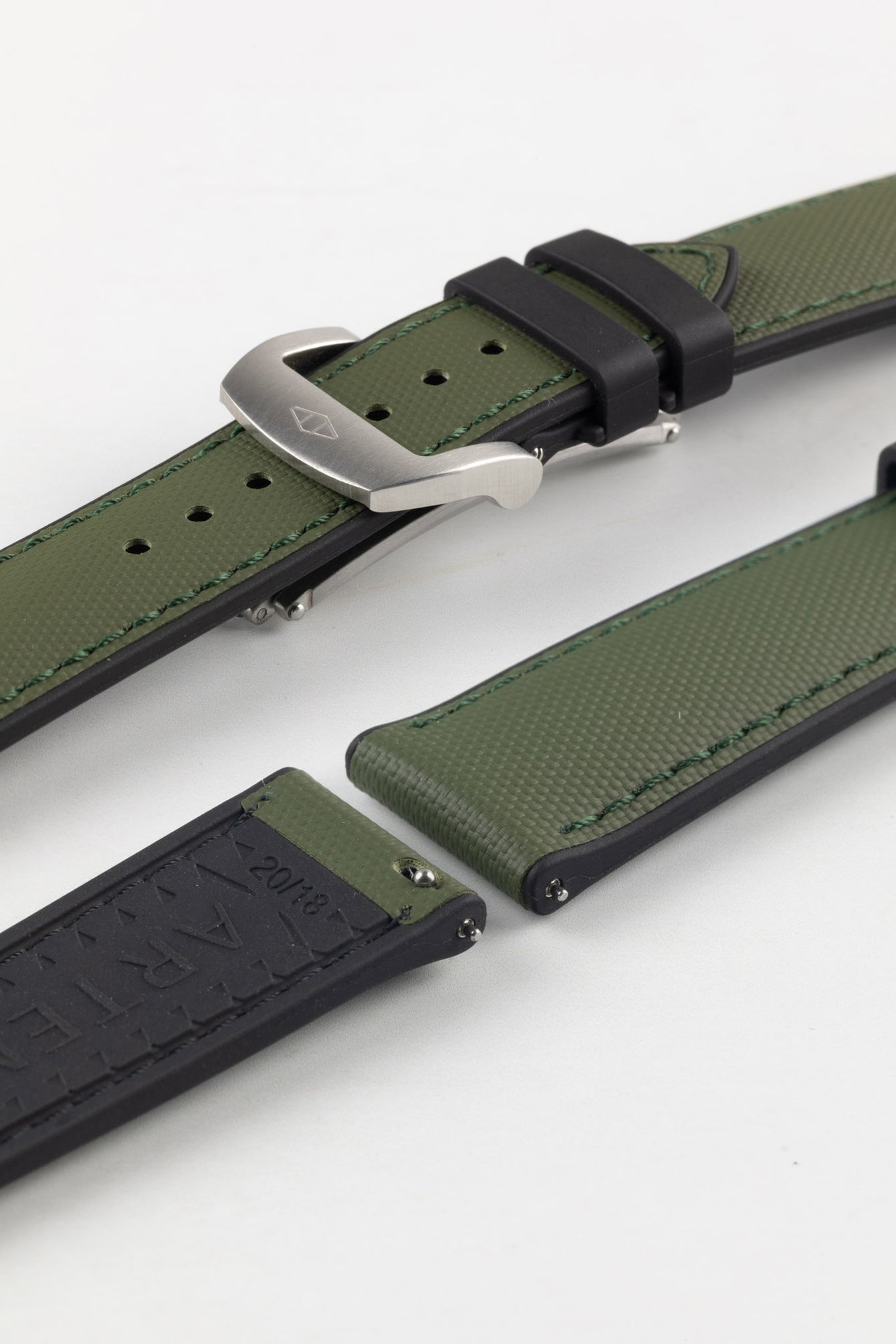 Artem Straps HydroFlex™ Khaki Hybrid FKM Rubber Watch Strap with Khaki Stitching