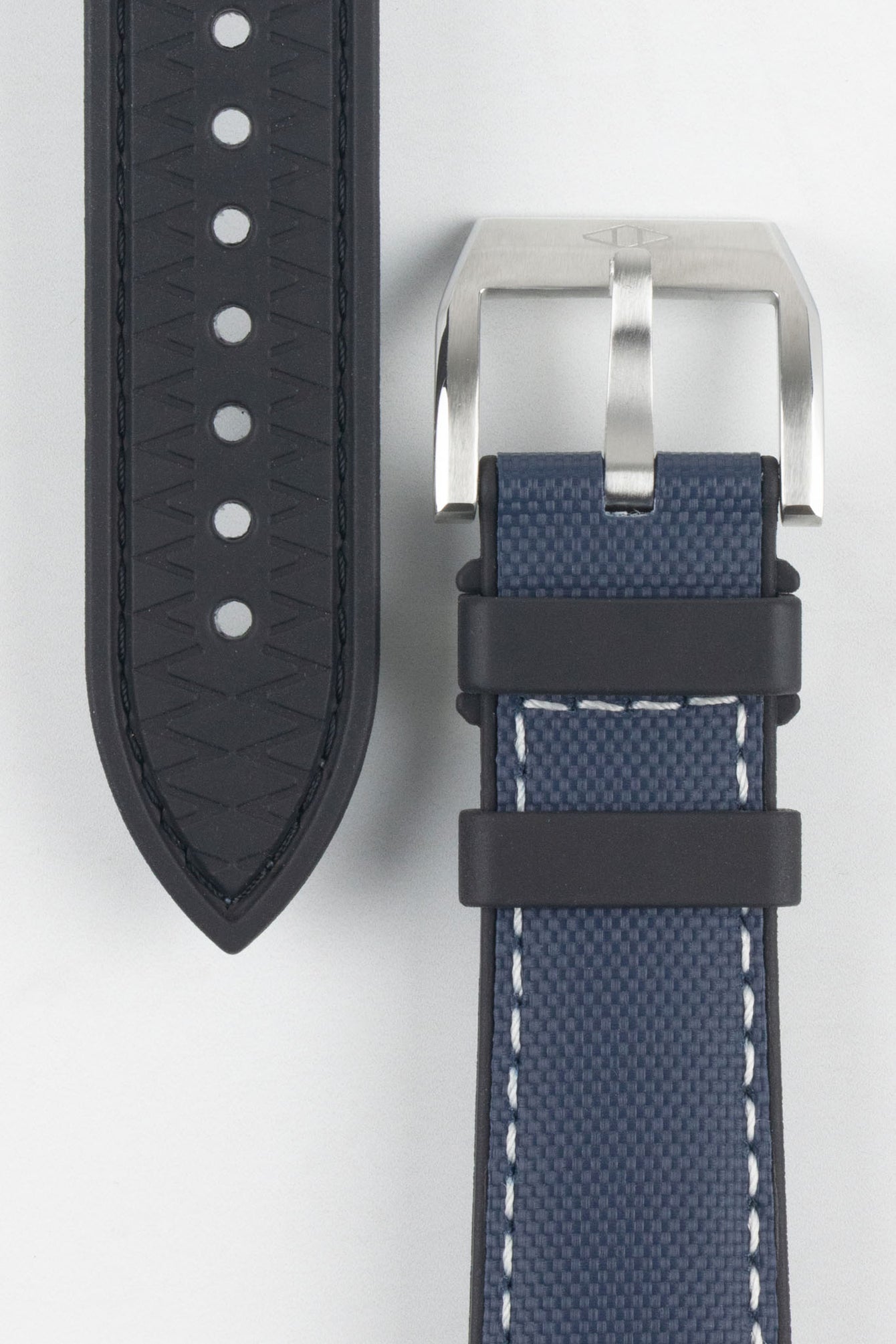 Artem Straps HydroFlex™ Navy Hybrid FKM Rubber Watch Strap with White Stitching