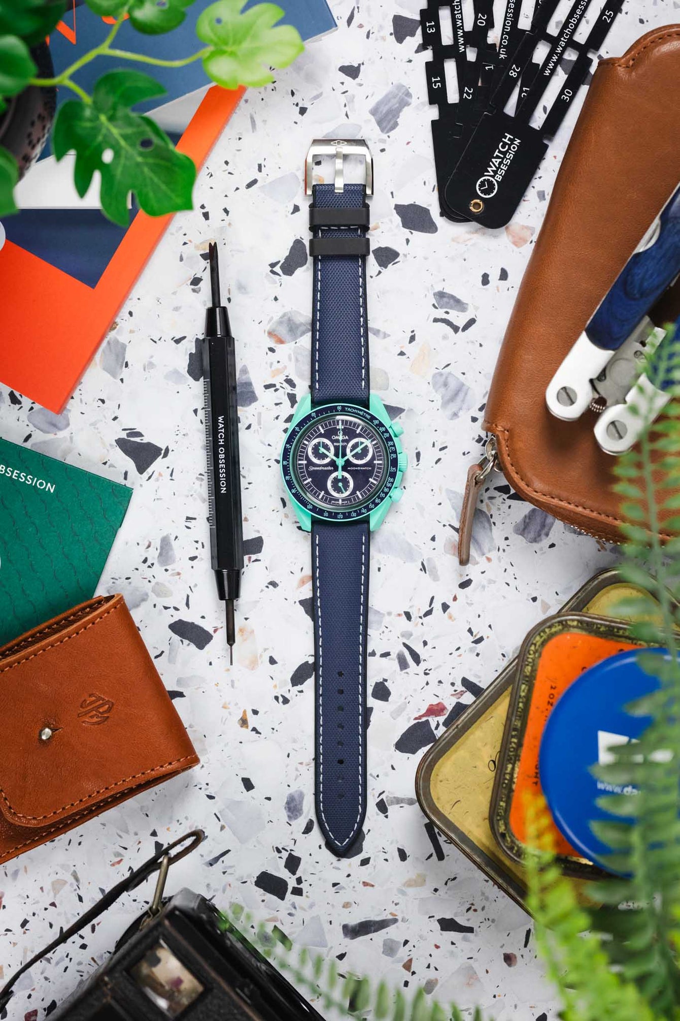 Artem Straps HydroFlex™ Navy Hybrid FKM Rubber Watch Strap with White Stitching