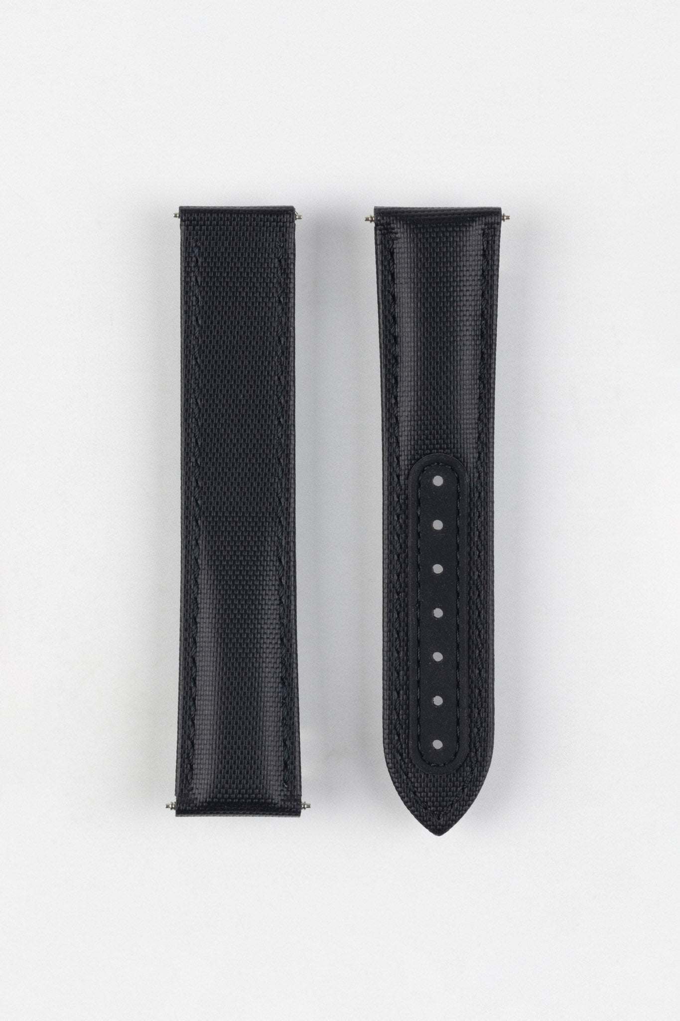 Artem Straps Loop Less Black Sailcloth Watch Strap with Grey Stitching 22mm 20mm 100mm 97mm Black Loop Less Clasp