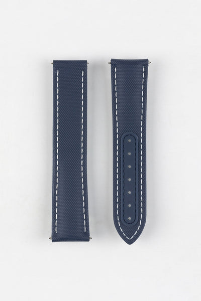Artem Straps Loop-less™ Navy Blue Sailcloth Watch Strap with White Stitching