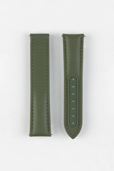 Artem Straps Loop-Less Green Sailcloth Watch Strap with Green Stitching