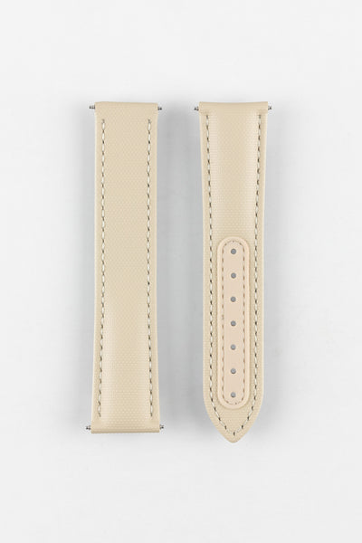 Artem Straps Loop-Less Beige Sailcloth Watch Strap with White Stitching