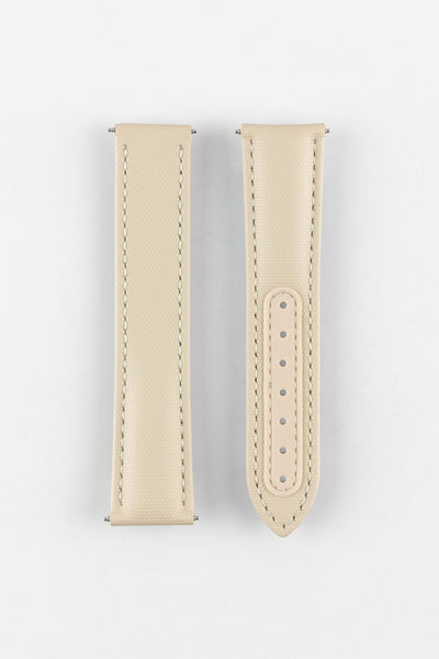 Artem Straps Loop-less™ Beige Sailcloth Watch Strap with White Stitching
