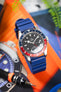 Bonetto Cinturini 284 Premium Rubber Sports Watch Strap in BLUE