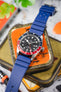 Bonetto Cinturini 284 Premium Rubber Sports Watch Strap in BLUE