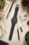 Bonetto Cinturini 319 Premium Rubber Sports Watch Strap in BLACK