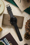 Bonetto Cinturini 330 Wide-Tang Parallel Rubber Watch Strap in BLACK