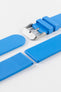 Bonetto Cinturini logo embossed on steel sandblasted buckle of Bonetto Cinturini 270 Self Punch Rubber Watch Strap in Azure Blue 