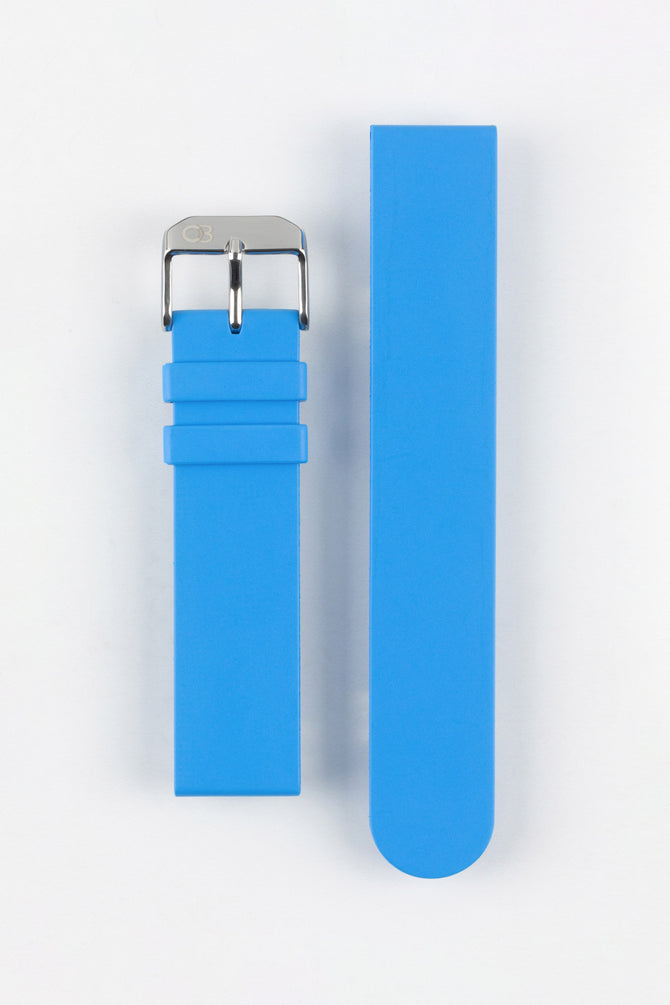 Bonetto Cinturini 270 Self-Punch Rubber Watch Strap in AZURE BLUE