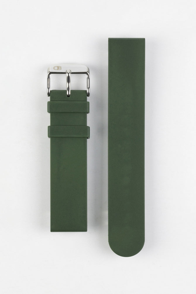 Bonetto Cinturini 270 Self-Punch Rubber Watch Strap in DARK GREEN