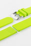 Upper and lower of Bonetto Cinturini 270 Lime Green Self Punch Rubber Watch Strap with embossed polished steel buckle