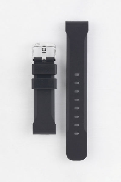 Bonetto Cinturini 317 Premium Rubber Watch Strap in BLACK