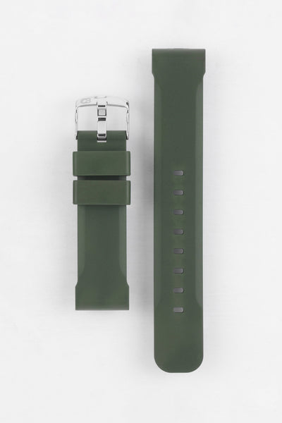 Bonetto Cinturini 317 Premium Rubber Watch Strap in DARK GREEN