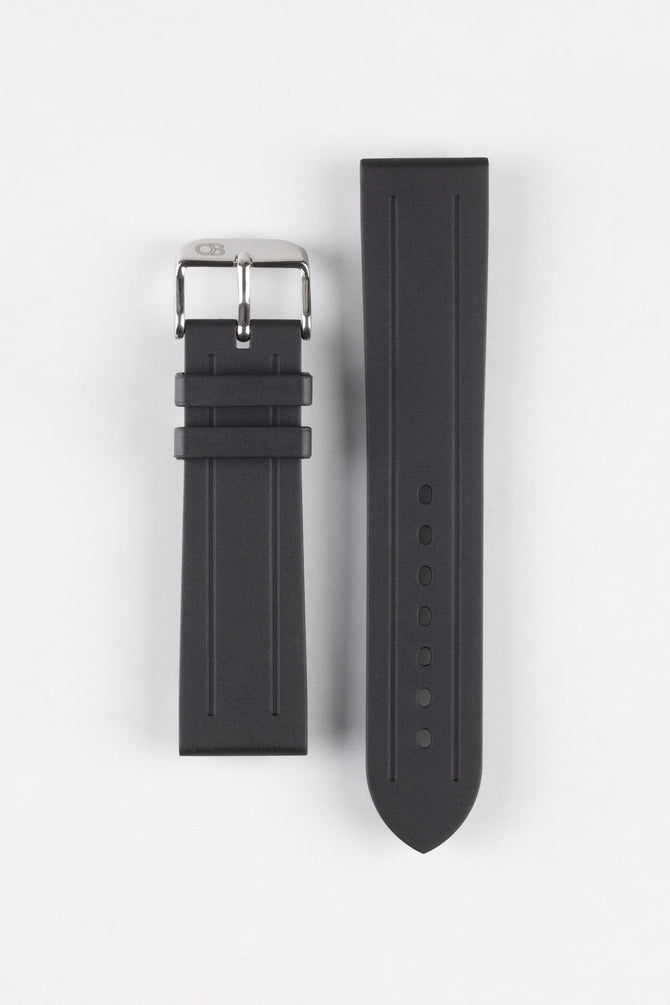 Bonetto Cinturini 319 Premium Rubber Sports Watch Strap in BLACK