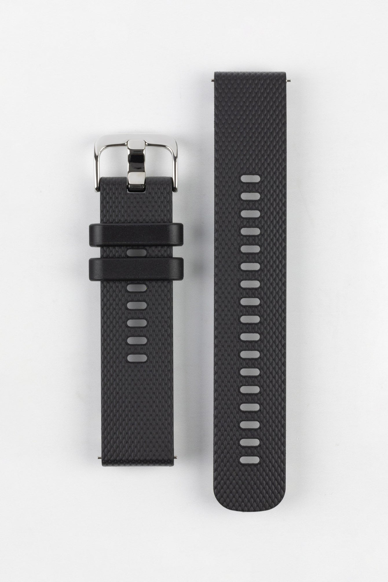 Bonetto Cinturini 330 Wide-Tang Parallel Rubber Watch Strap in BLACK