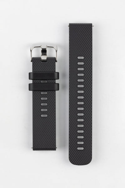 Bonetto Cinturini 330 Wide-Tang Parallel Rubber Watch Strap in BLACK