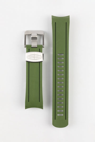 CRAFTER BLUE CB05 Rubber Watch Strap for Seiko SKX Series – GREEN with Steel Keeper
