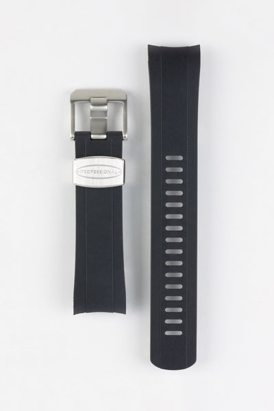 CRAFTER BLUE CB10 Rubber Watch Strap for Seiko SKX Series – BLACK with Rubber & Steel Keepers