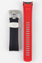 Crafter Blue CB10 Rubber watch strap for seiko 5 sports series with brushed stainless steel buckle and embossed keeper in black overlayer and red under layer