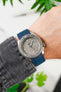Seiko 5 Sports Cement SRPG61K1 fitted with Crafter Blue CB10-F FKM Navy Blue rubber watch strap 