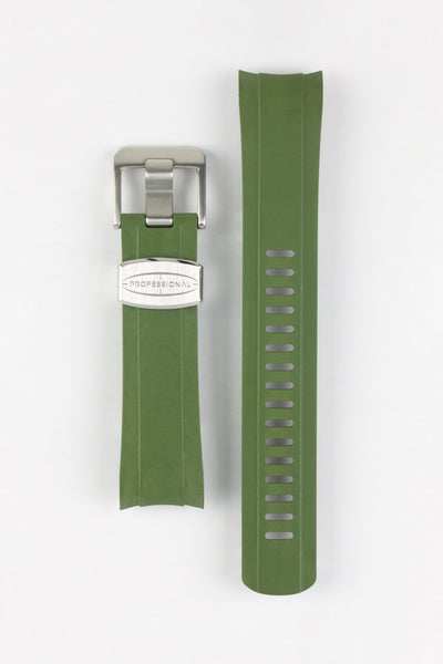 CRAFTER BLUE CB10 Rubber Watch Strap for Seiko SKX Series – GREEN with Rubber & Steel Keepers