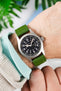 Hamilton Khaki Field Watch with Black dial on Green Rubber Watch strap from Crafter Blue