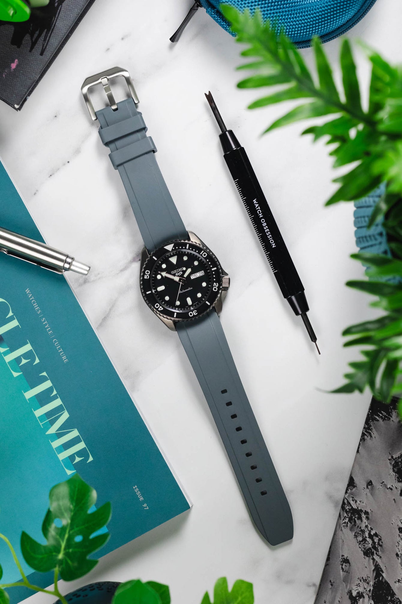 CRAFTER BLUE UX03 Grey FKM Rubber Watch Strap