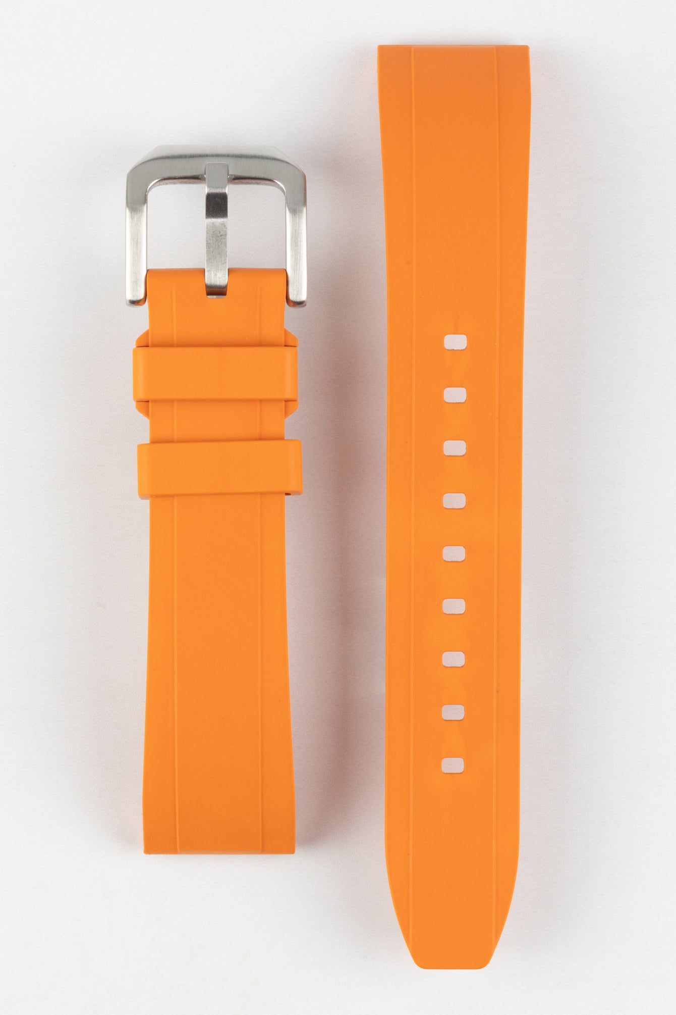 Bright orange watch strap made from FKM Rubber by Crafter Blue