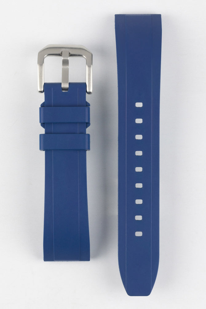 Upper side of Crafter Blue FKM Rubber watch Strap in Royal Blue