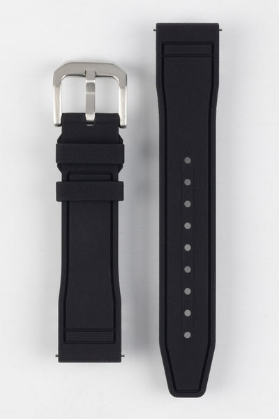 Pilots Style Rubber Watch Strap in Black