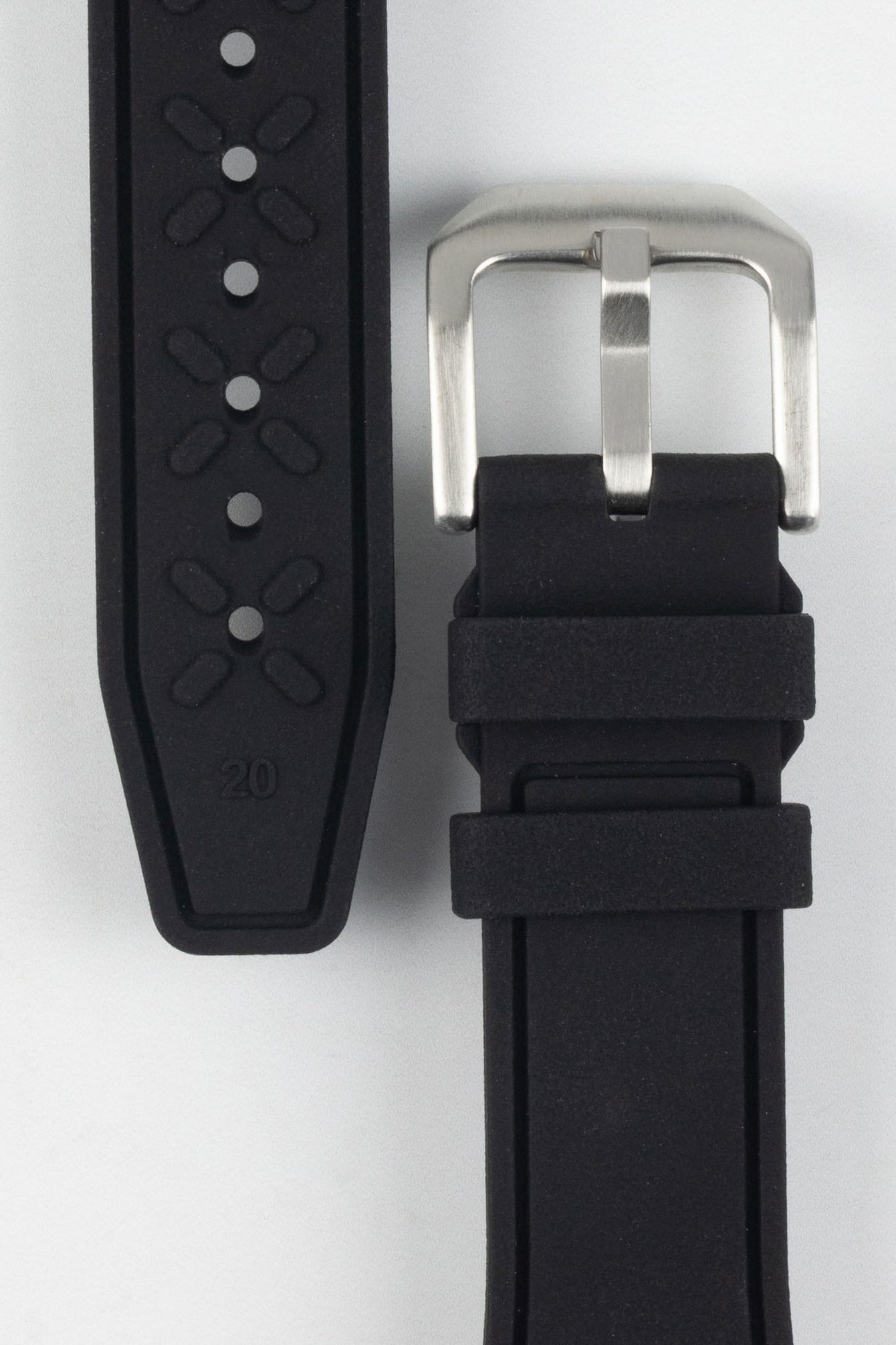 Close up of Crafter Blue UX07 Watch Strap with Brushed buckle showing the upper and underside