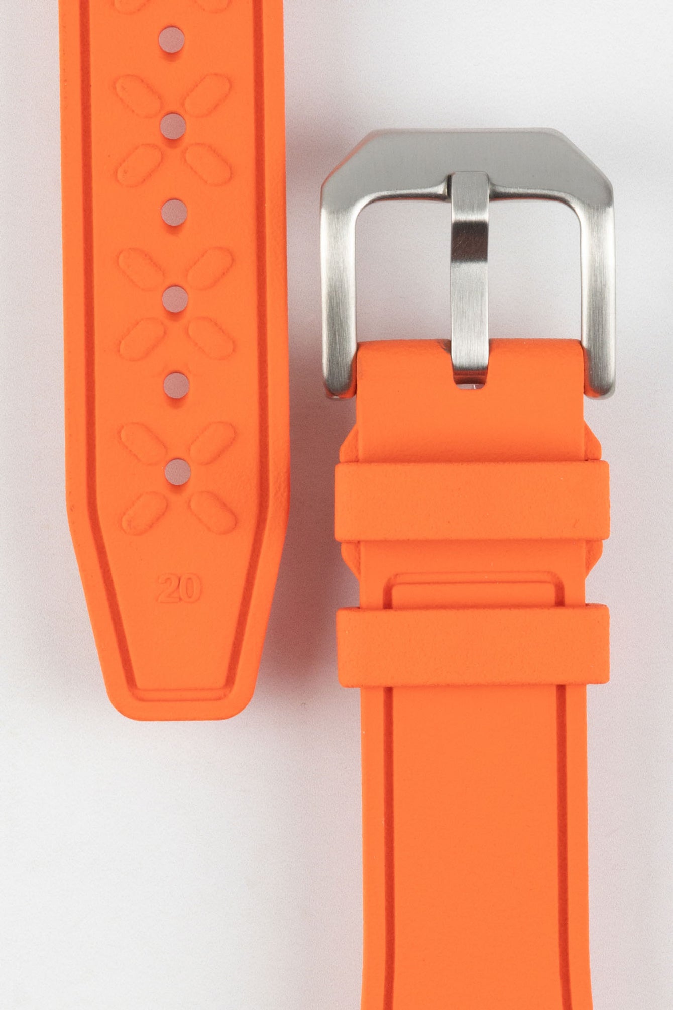 Close up of Crafter Blue UX07 Watch Strap with Brushed buckle showing the upper and underside