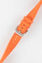 Crafter Blue watch strap done up with brushed silver stainless steel buckle twisted to show flexibility and comfort