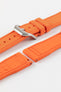Product photo on the UX07 Rubber FKM Pilots strap showing the buckle done up in brushed steel, next to the underside of the strap showing the quick release spring bar
