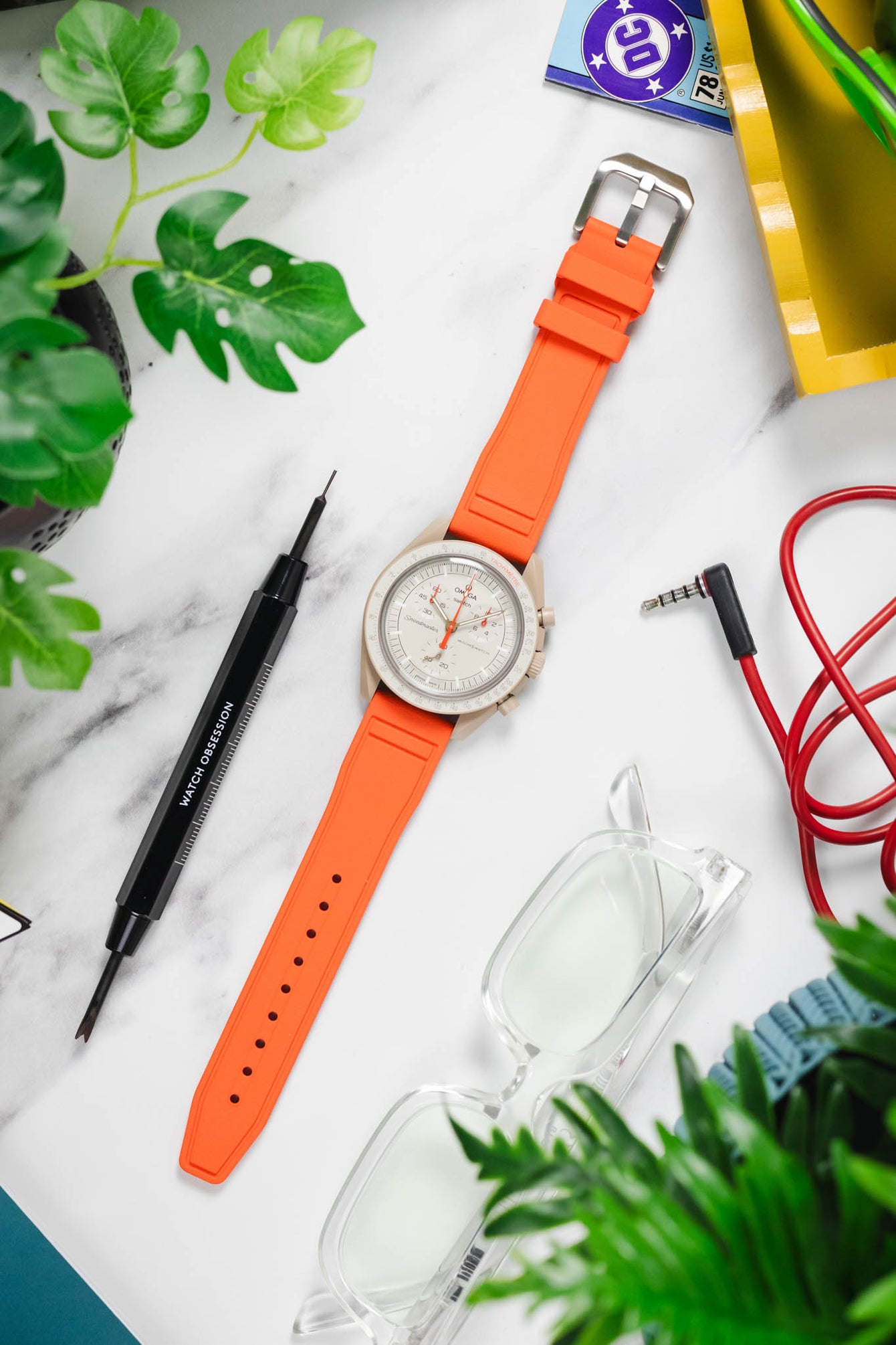 CRAFTER BLUE UX07 Orange FKM Rubber Watch Strap
