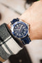 Di-Modell BALI CHRONO Alligator-Embossed Padded Watch Strap in BLUE