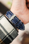 Di-Modell BALI CHRONO Alligator-Embossed Padded Watch Strap in BLUE