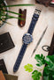 Di-Modell BALI CHRONO Alligator-Embossed Padded Watch Strap in BLUE