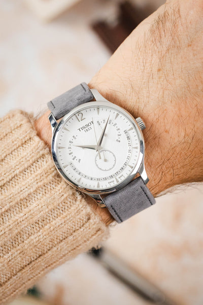 Di-Modell NATURAL Anti-Allergic Leather Watch Strap in GREY