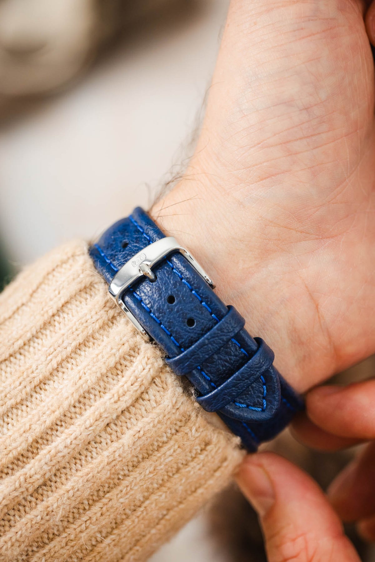 Di-Modell POLO SHERPA Waterproof Padded Leather Watch Strap in BLUE